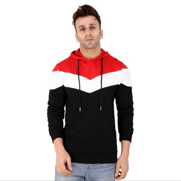 Red Color Block Hoodie