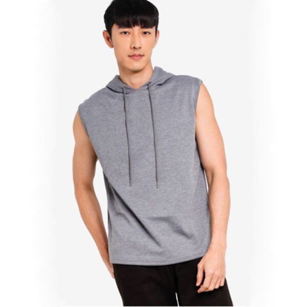 Custom Logo Grey Sleeveless Hoodie Maker