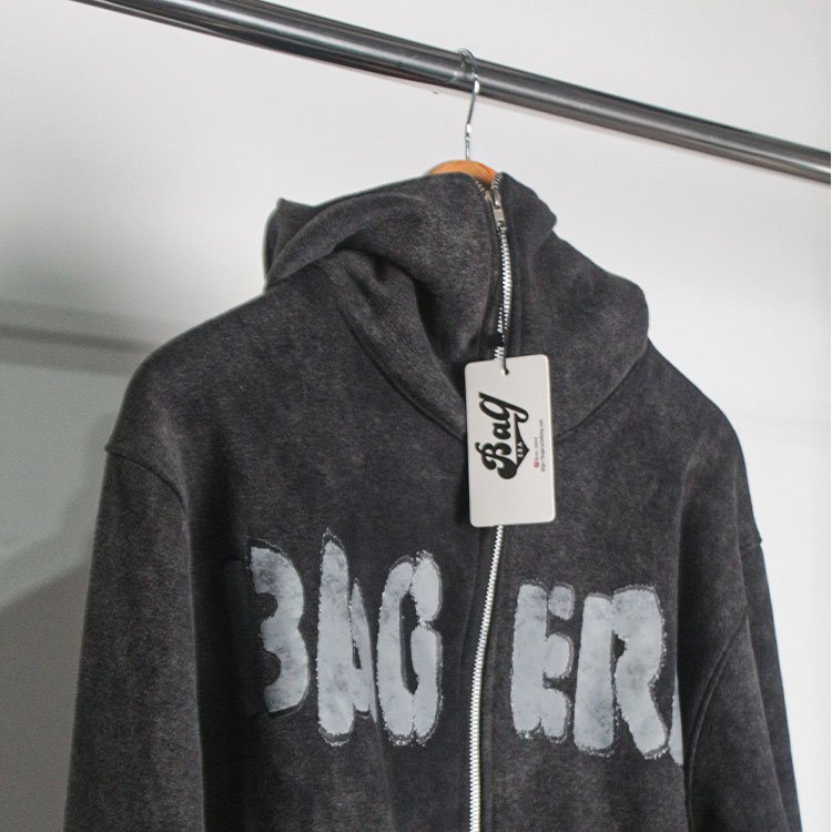 Cut and sew acid wash hoodie